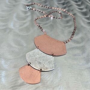 ANTHROPOLOGIE Tri-Tone Geometric Statement Necklace